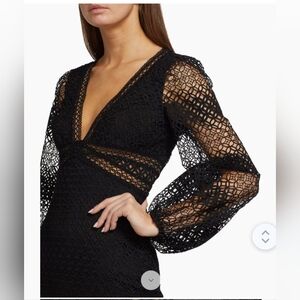 Monique Lhuillier black lace midi-dress sz 12